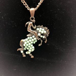 Rustic western cowboy buckin bronc horse necklace